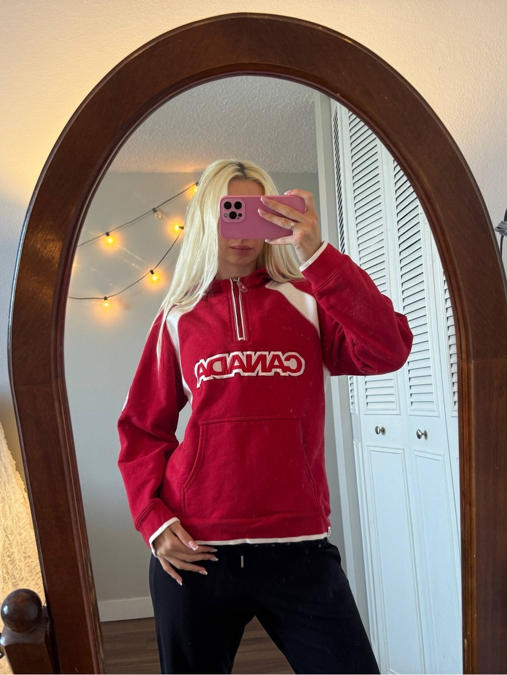 Vintage Red Canada Half-Zip Pullover Sweater